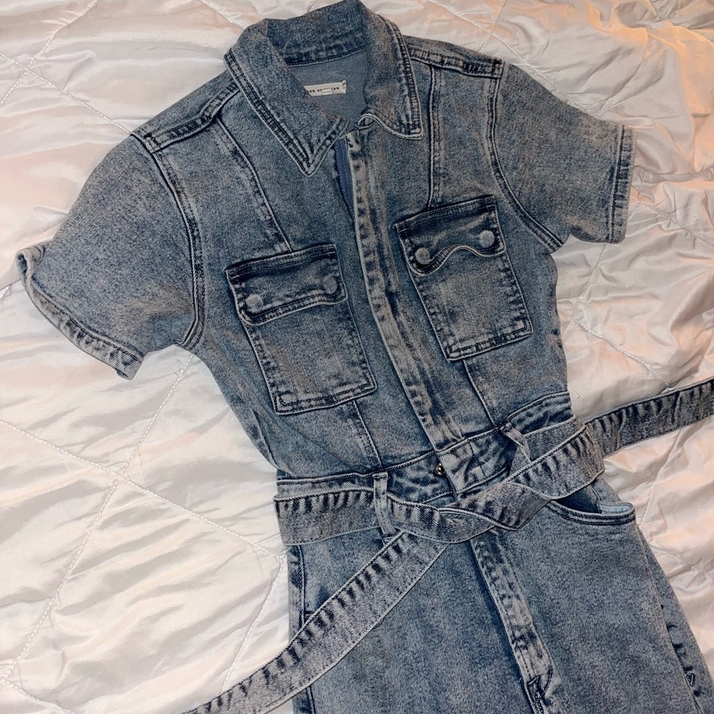 Good American Acid Wash Denim Jumpsuit